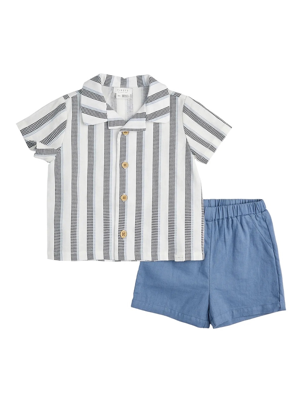 Stripe Button-Up Shirt & Shorts Set